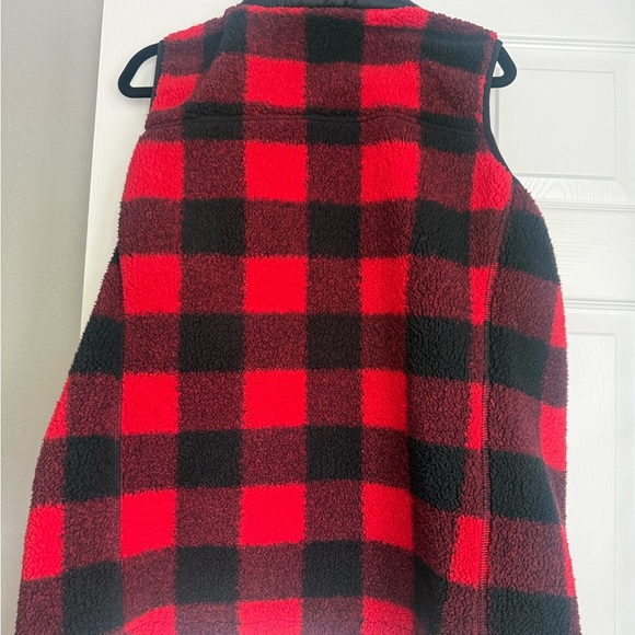 Columbia Red and Black Plaid Fleece Vest - Picture 2 of 5